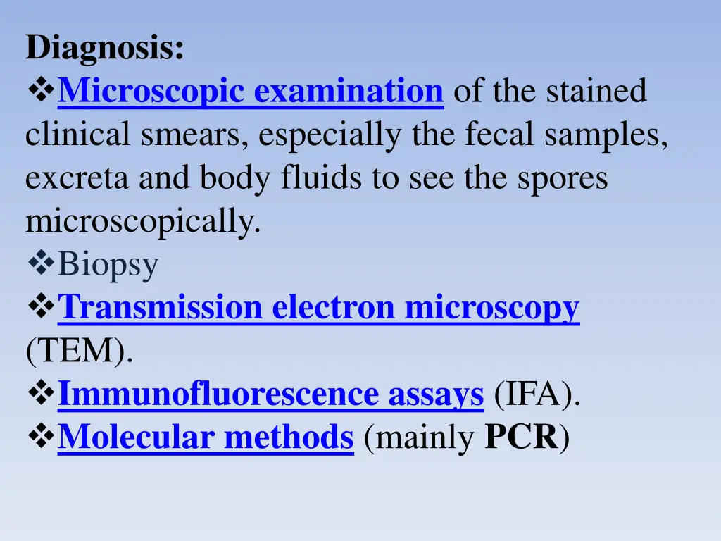 diagnosis microscopic examination of the stained