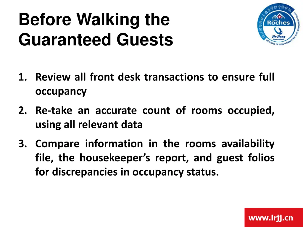 before walking the guaranteed guests 1