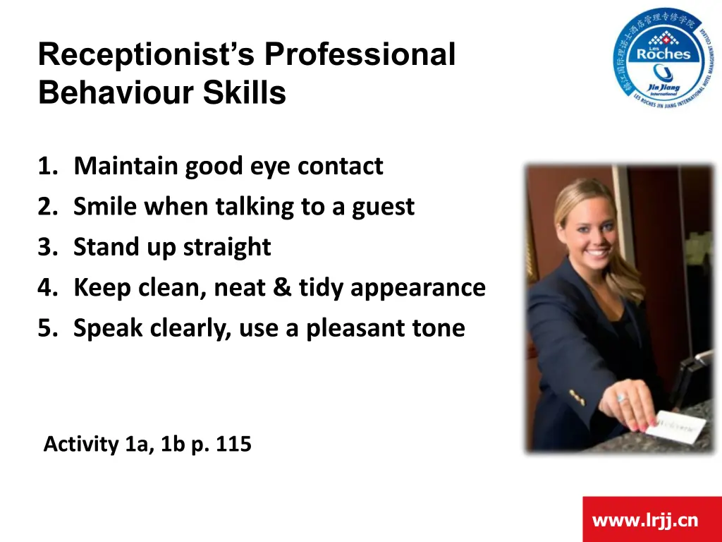 receptionist s professional behaviour skills