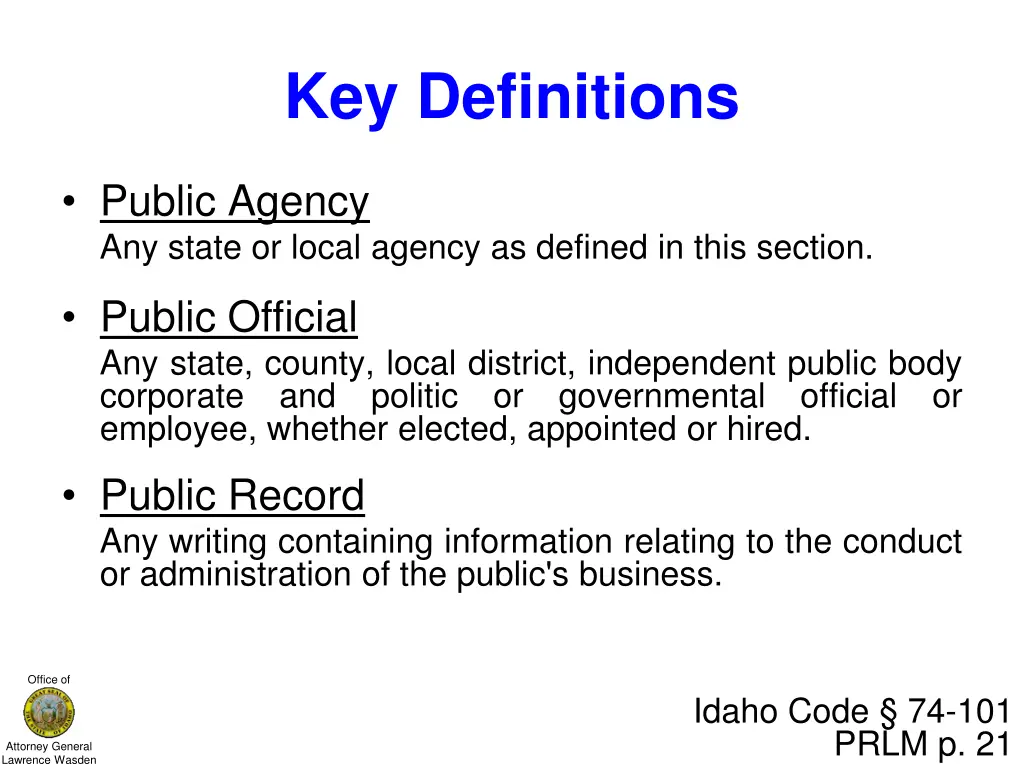key definitions