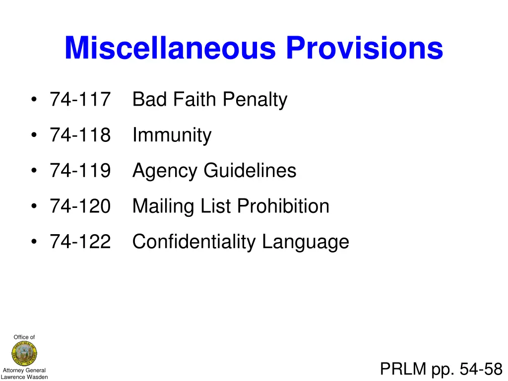 miscellaneous provisions