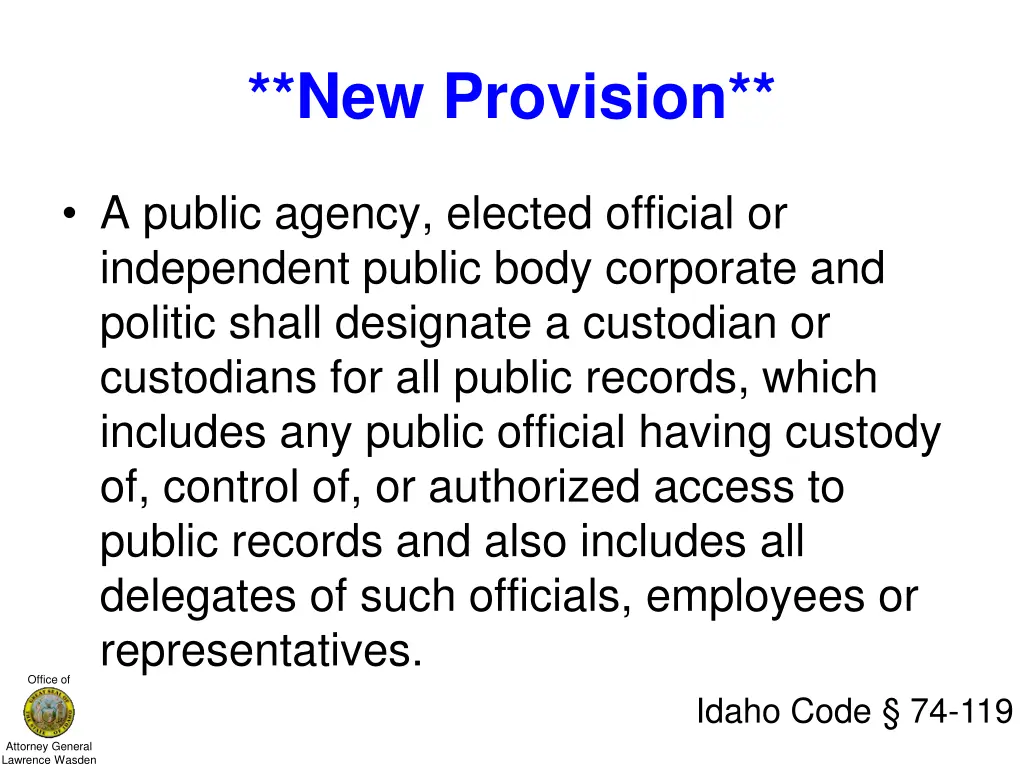 new provision