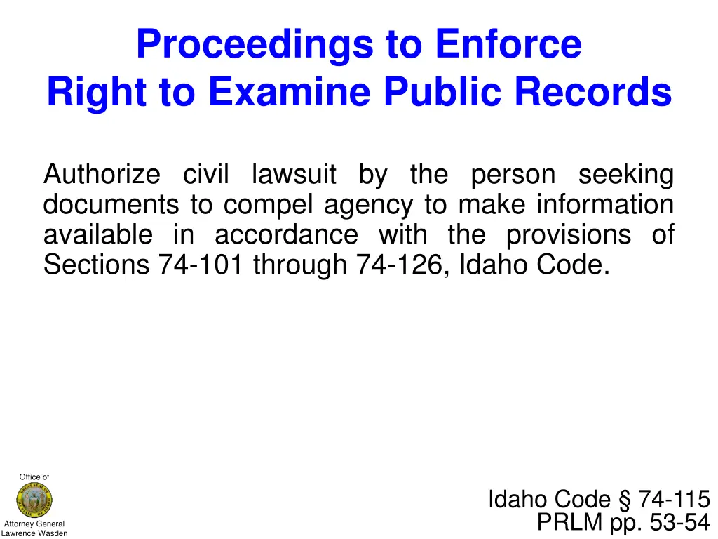 proceedings to enforce right to examine public