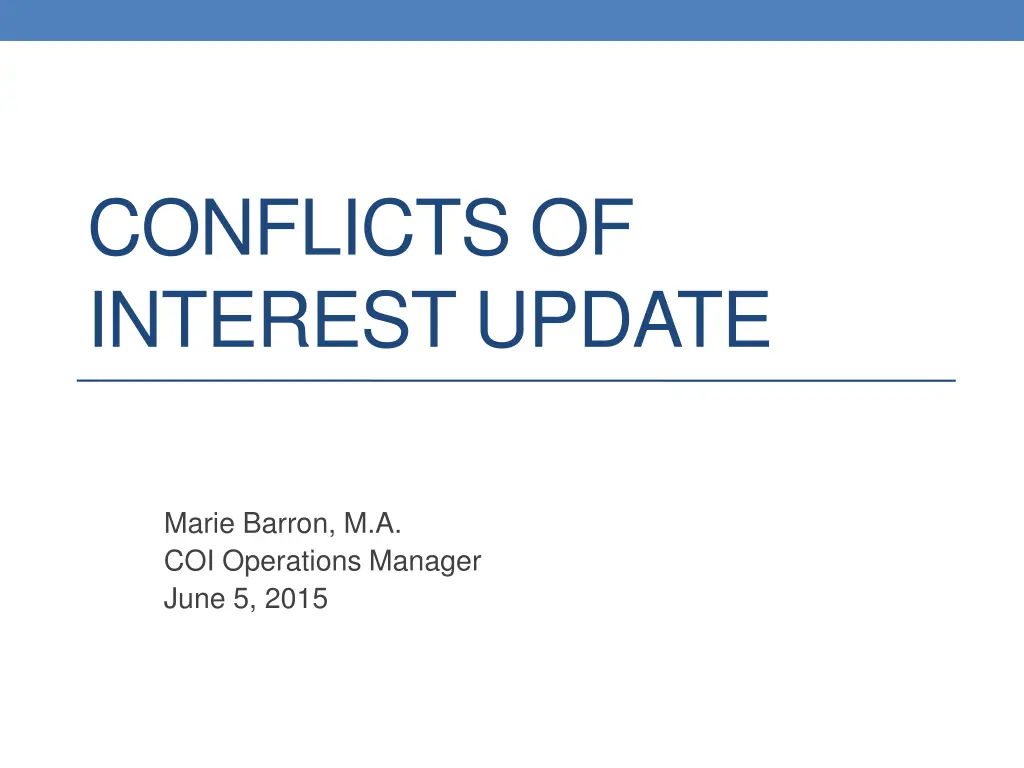 conflicts of interest update