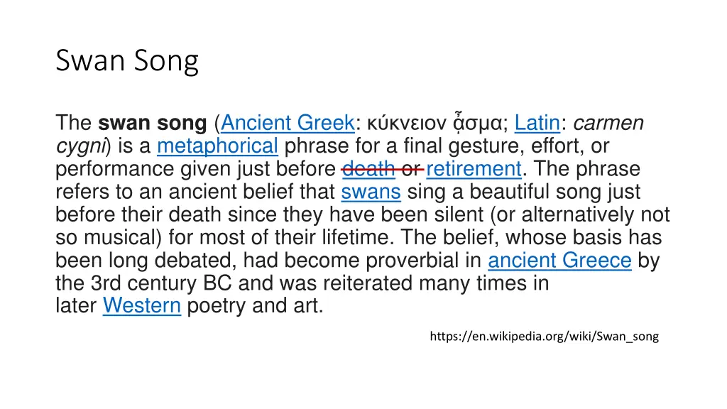 swan song