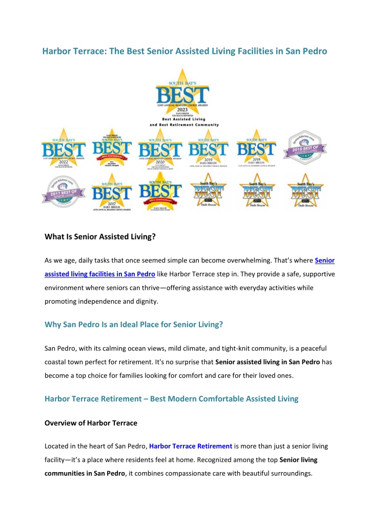harbor terrace the best senior assisted living
