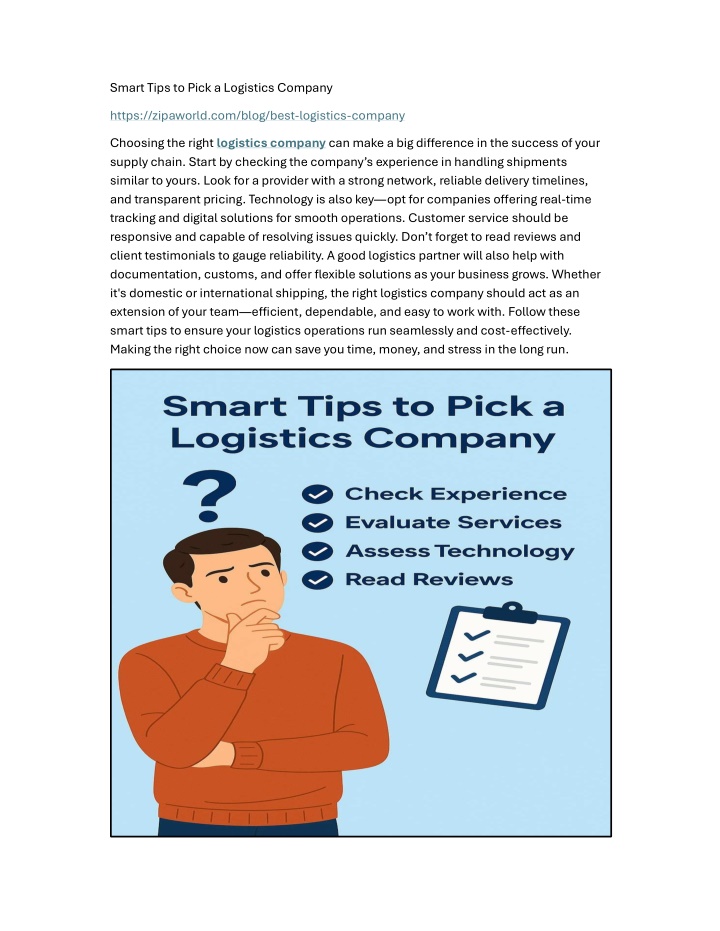 smart tips to pick a logistics company