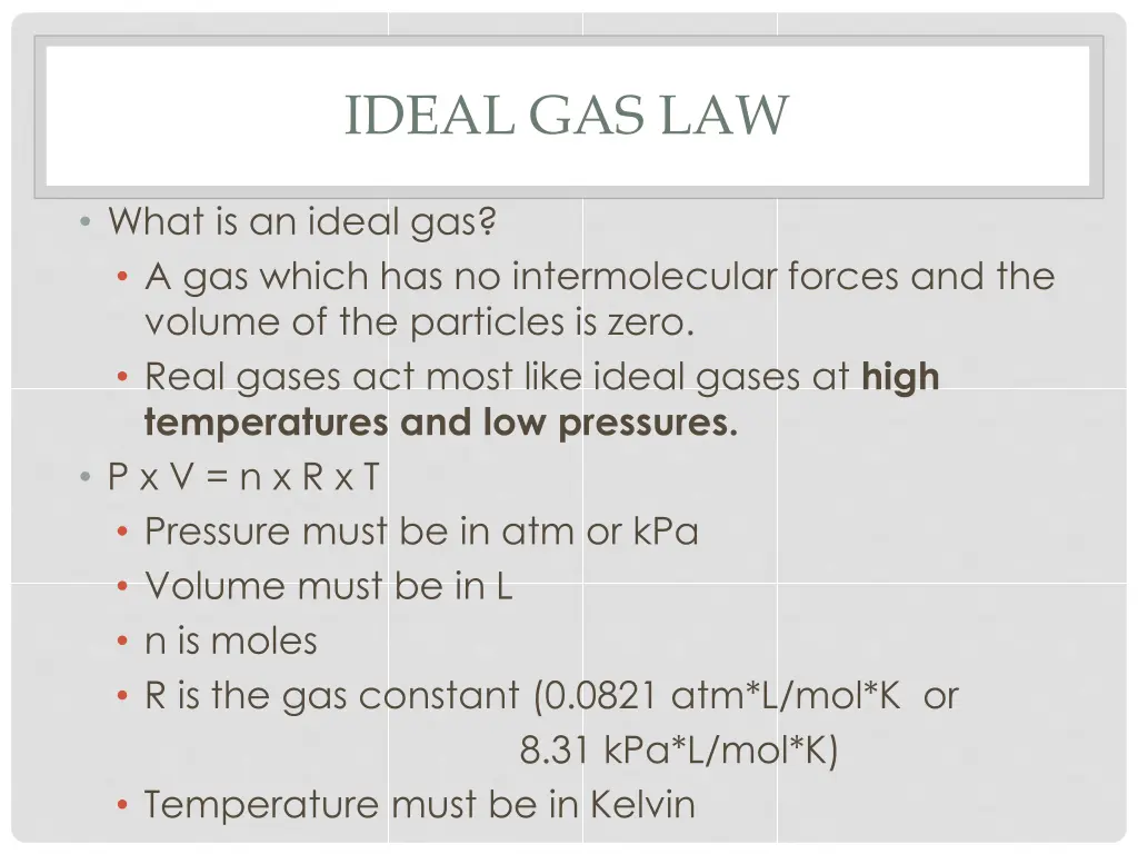 ideal gas law