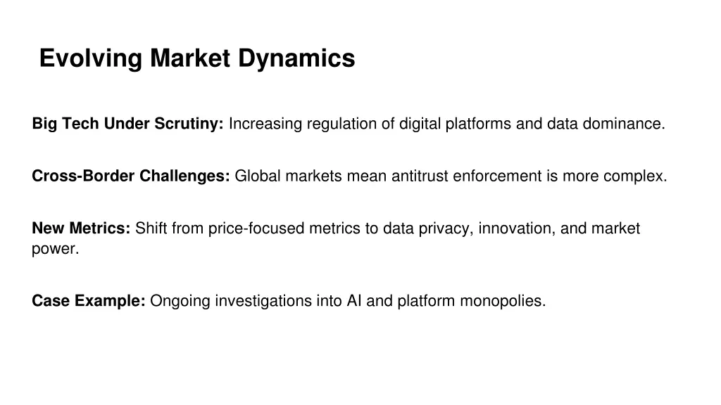 evolving market dynamics