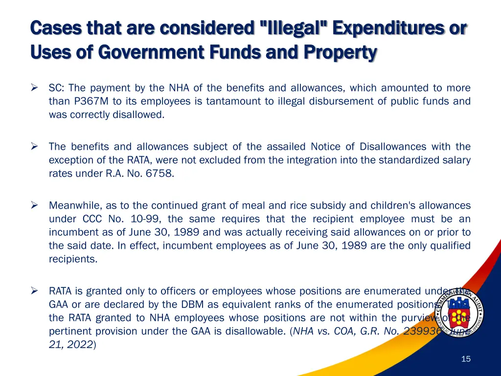 cases that are considered illegal expenditures 1