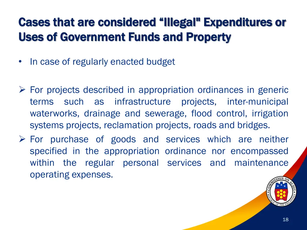 cases that are considered illegal expenditures 4