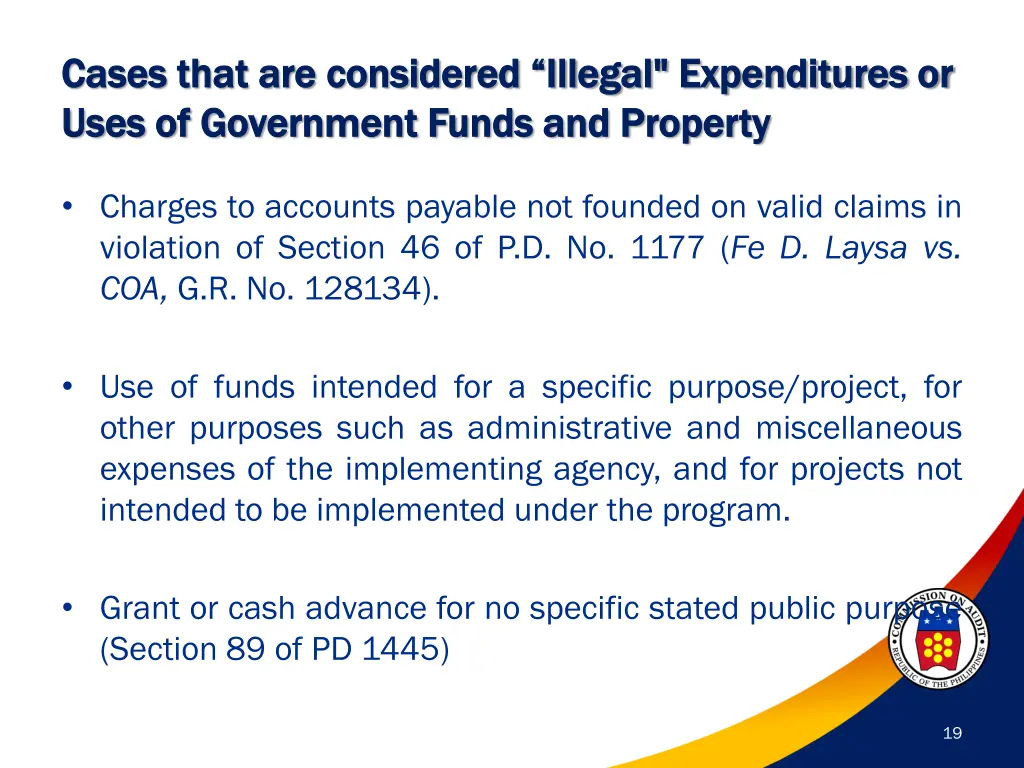 cases that are considered illegal expenditures 5