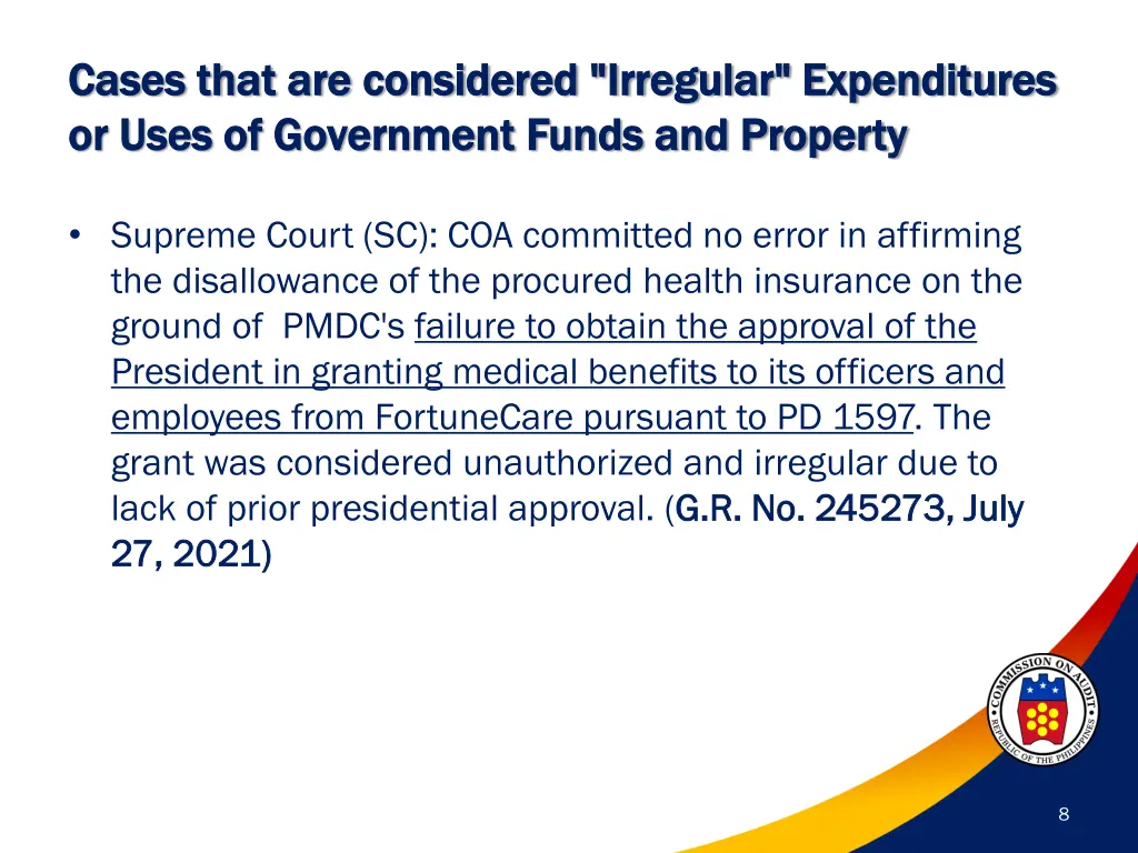 cases that are considered irregular expenditures 1