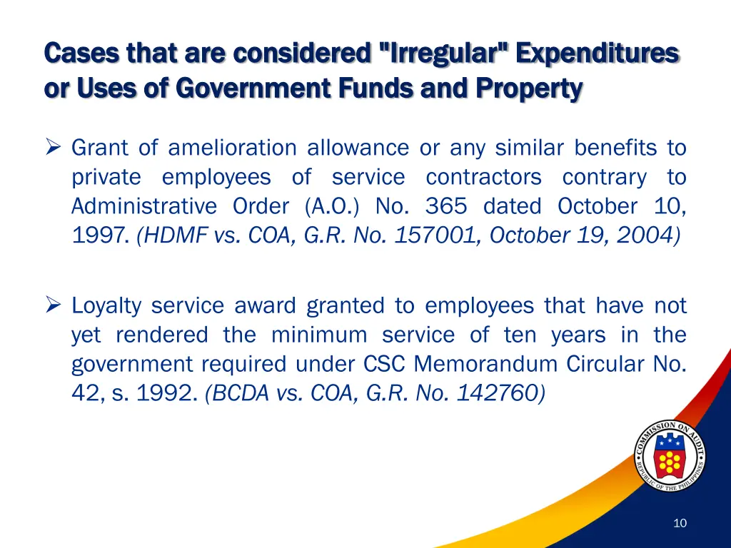 cases that are considered irregular expenditures 3