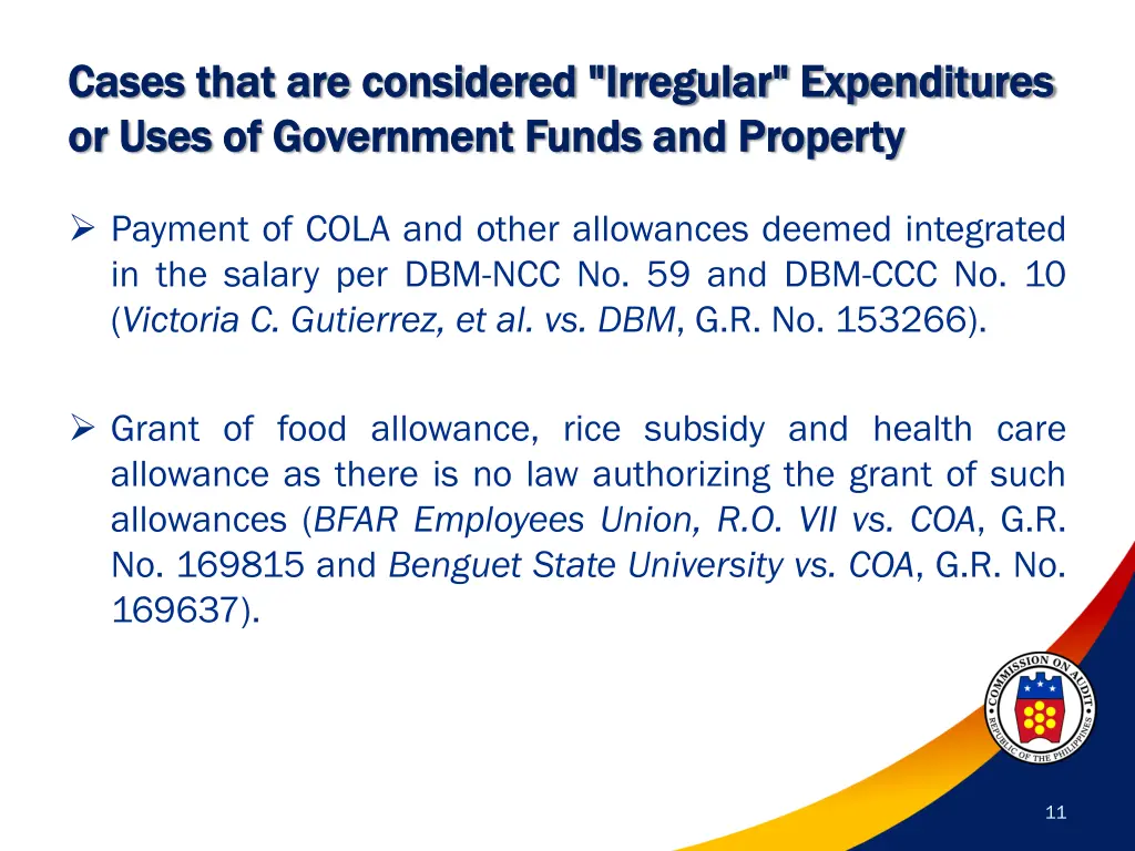 cases that are considered irregular expenditures 4
