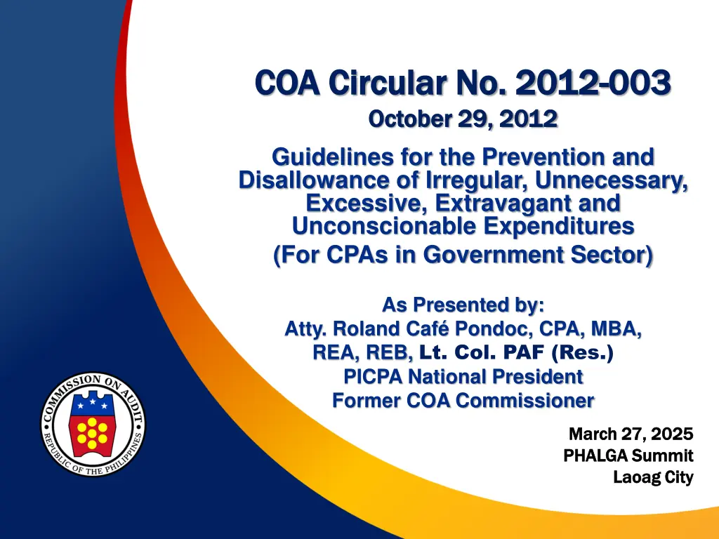 coa circular no 2012 coa circular no 2012