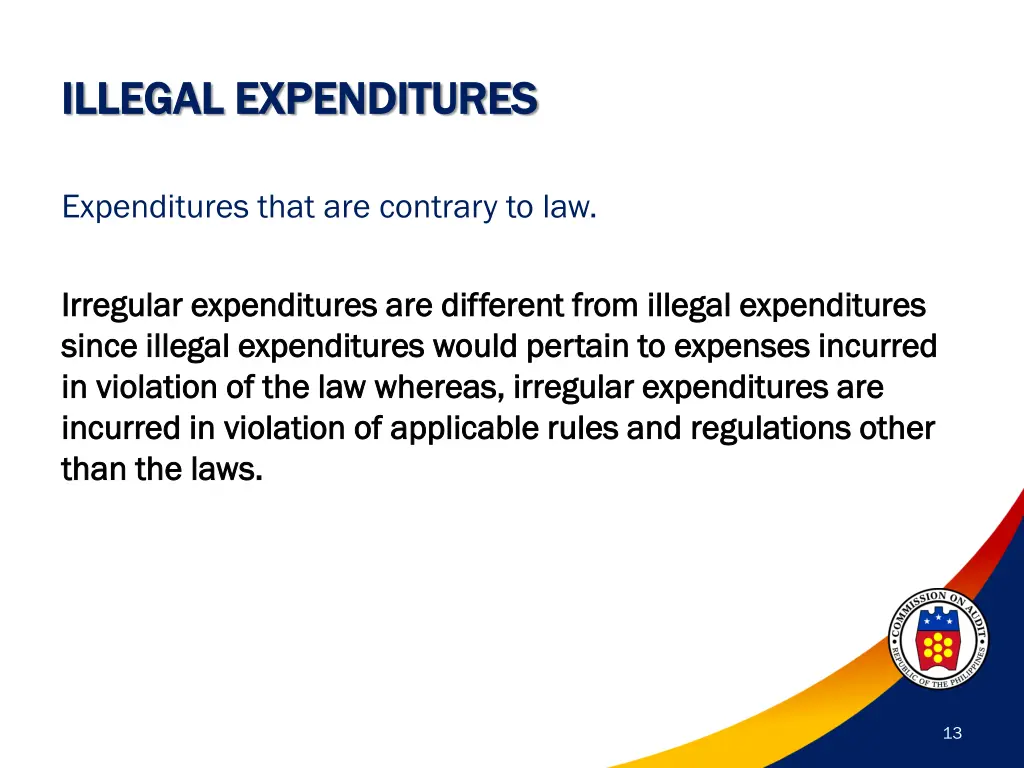 illegal expenditures illegal expenditures