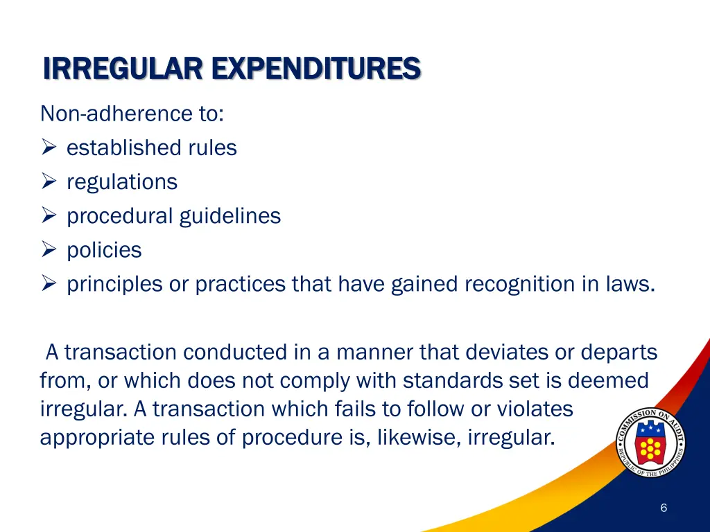 irregular expenditures irregular expenditures