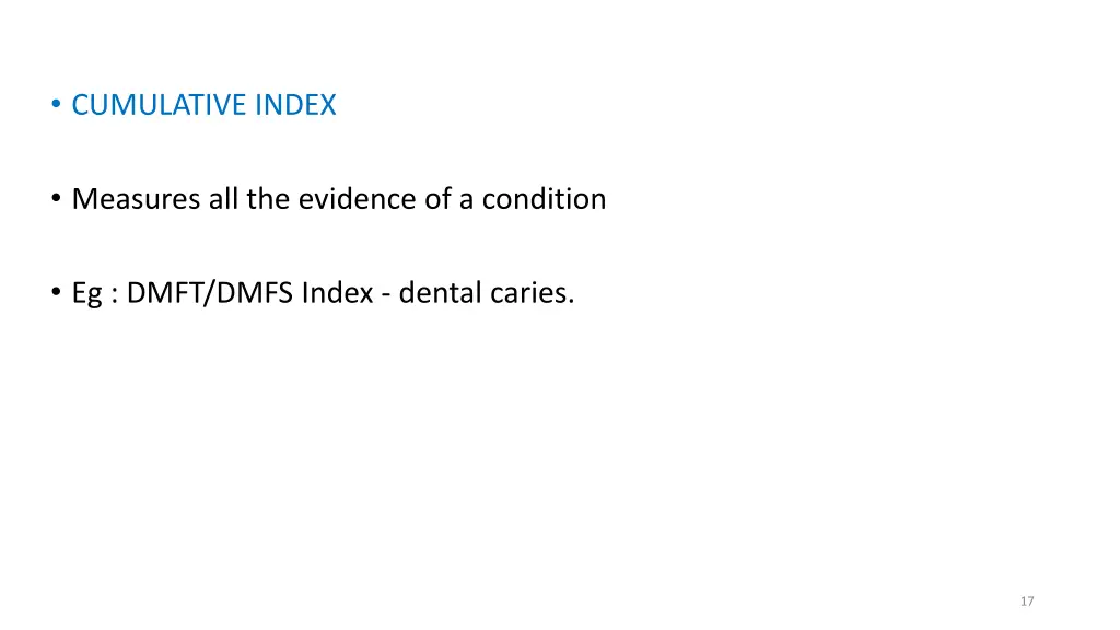 cumulative index