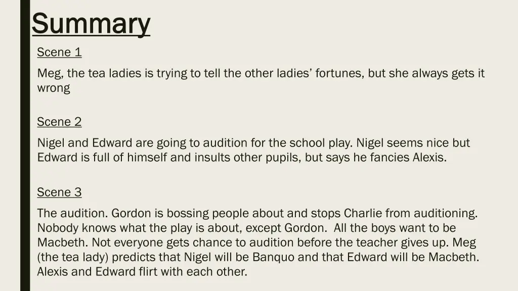 summary summary scene 1 meg the tea ladies
