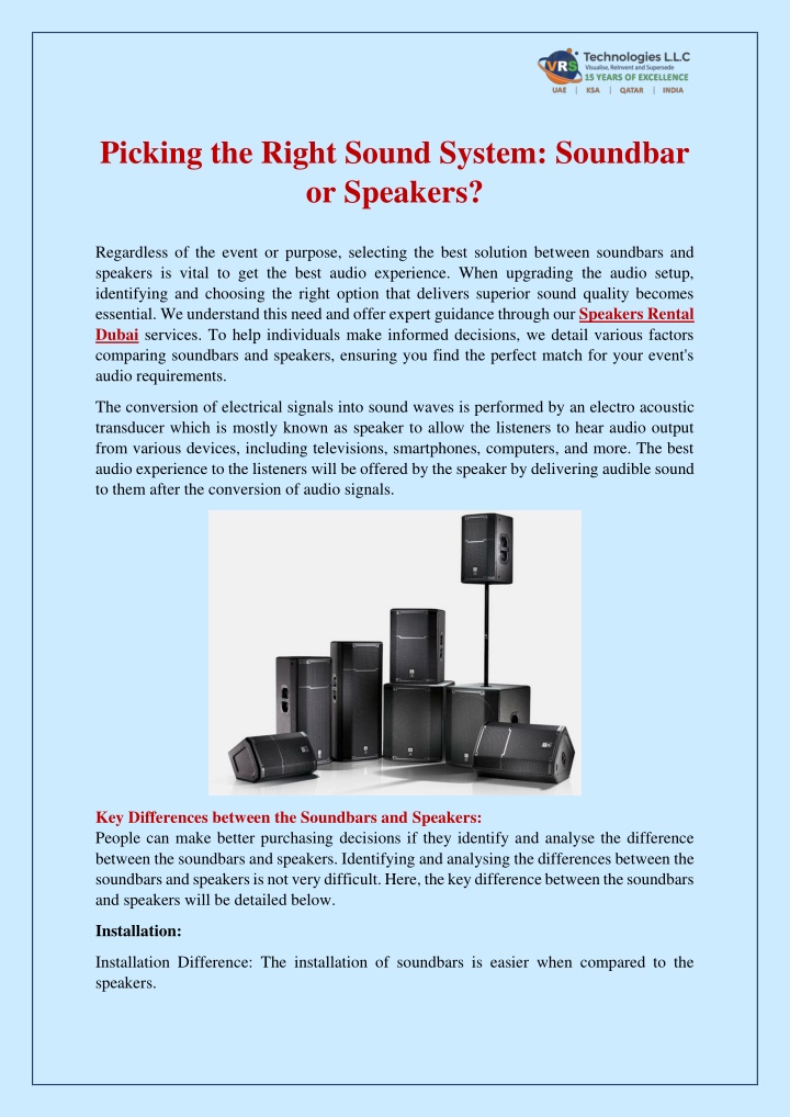 picking the right sound system soundbar