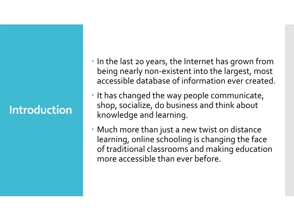 in the last 20 years the internet has grown from