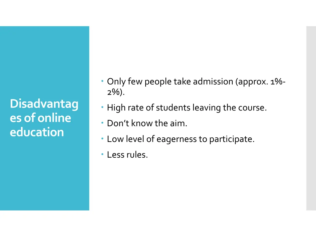 only few people take admission approx 1 2