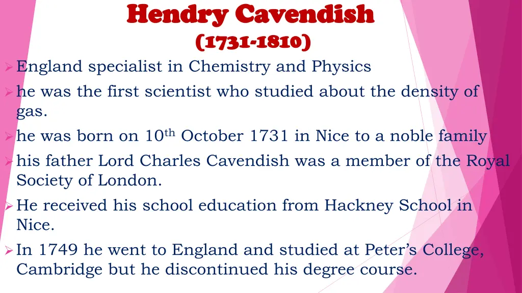 hendry hendry cavendish cavendish 1731 1731 1810