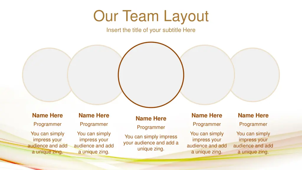 our team layout insert the title of your subtitle
