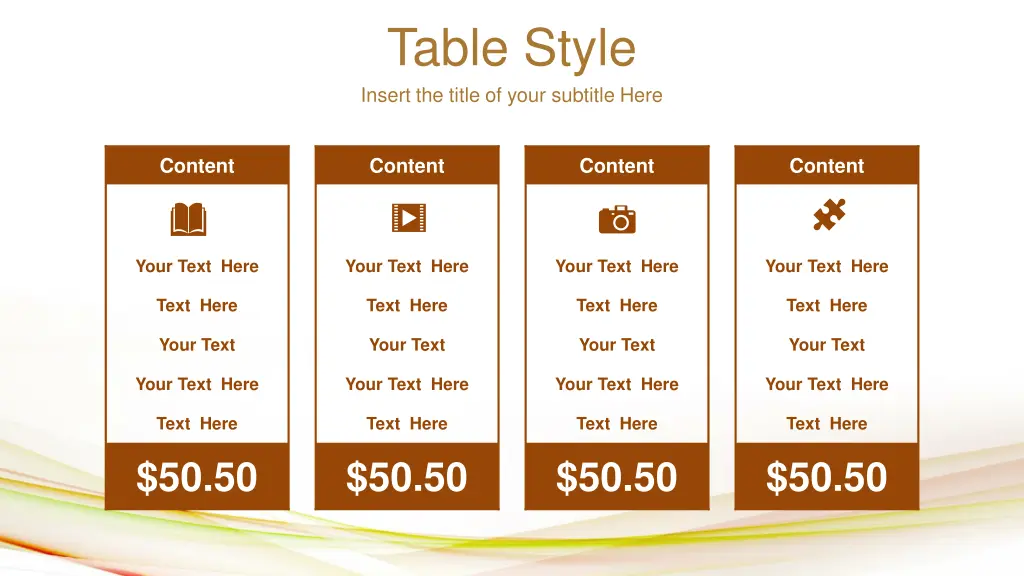 table style insert the title of your subtitle here 1