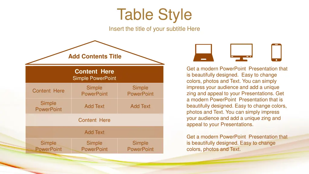 table style insert the title of your subtitle here