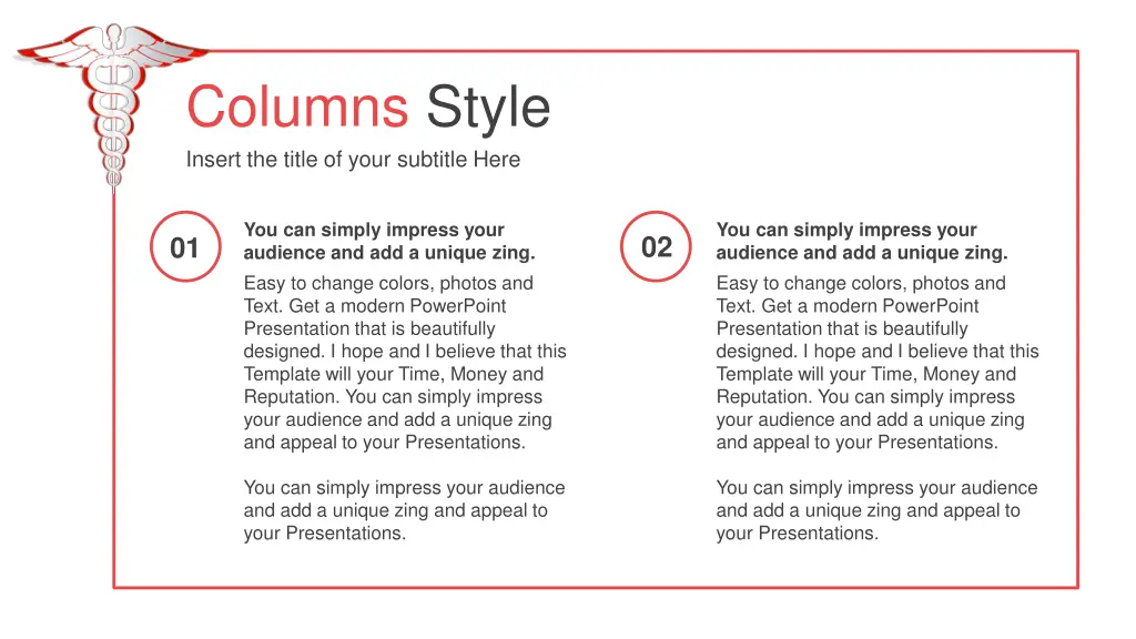 columns style insert the title of your subtitle