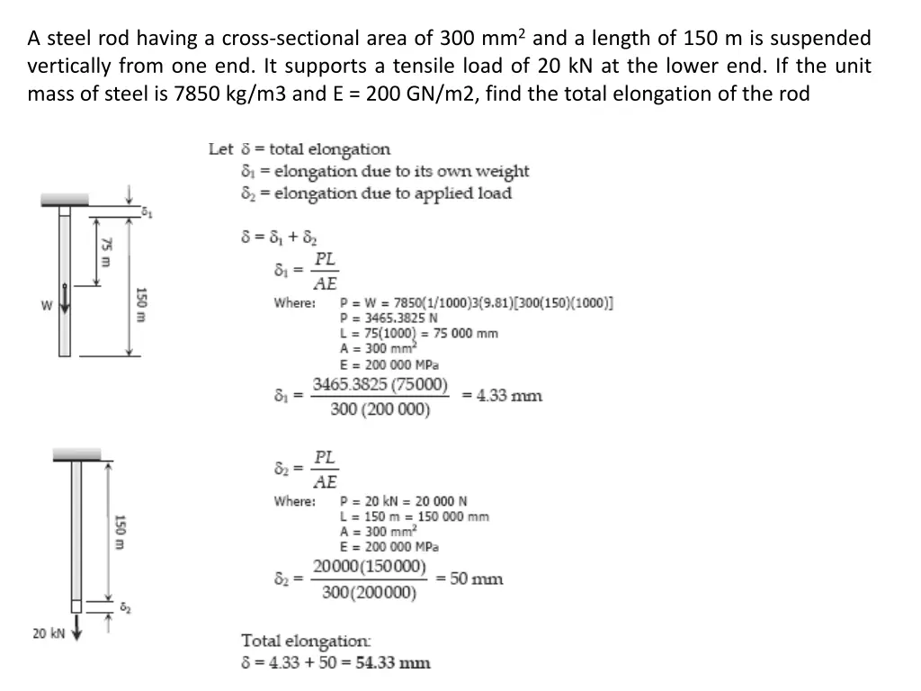 a steel rod having a cross sectional area