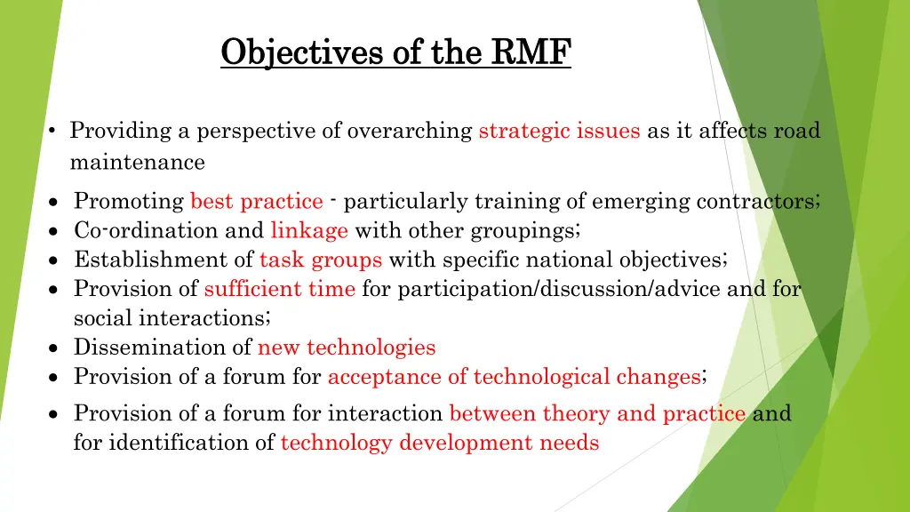 objectives of objectives of t the rmf