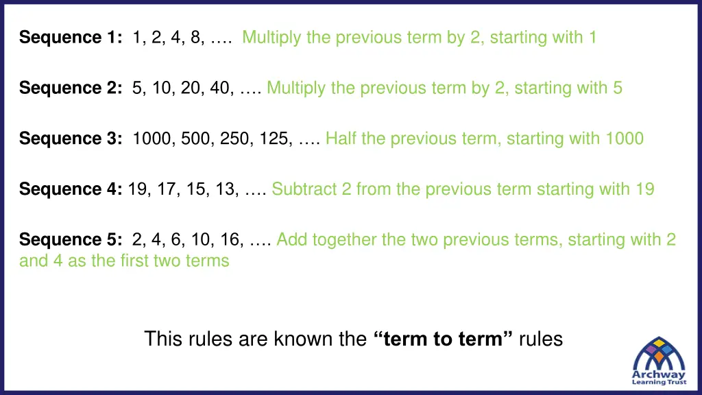 sequence 1 1 2 4 8 multiply the previous term