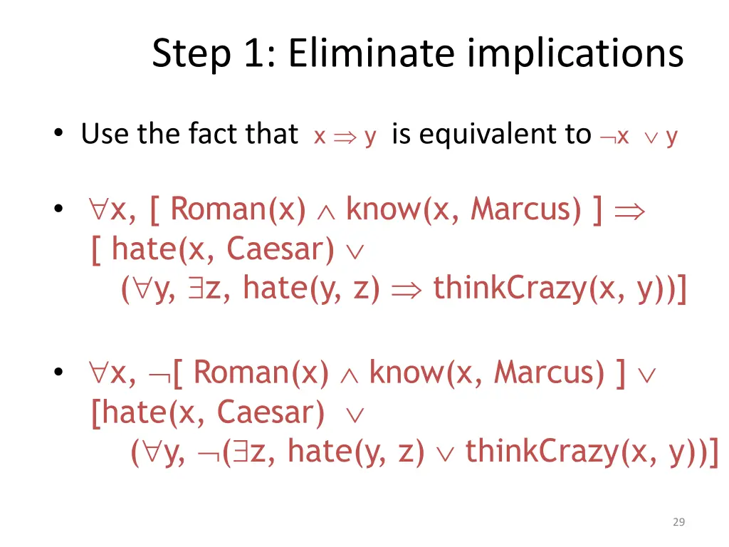 step 1 eliminate implications