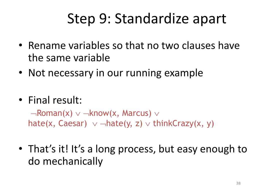 step 9 standardize apart