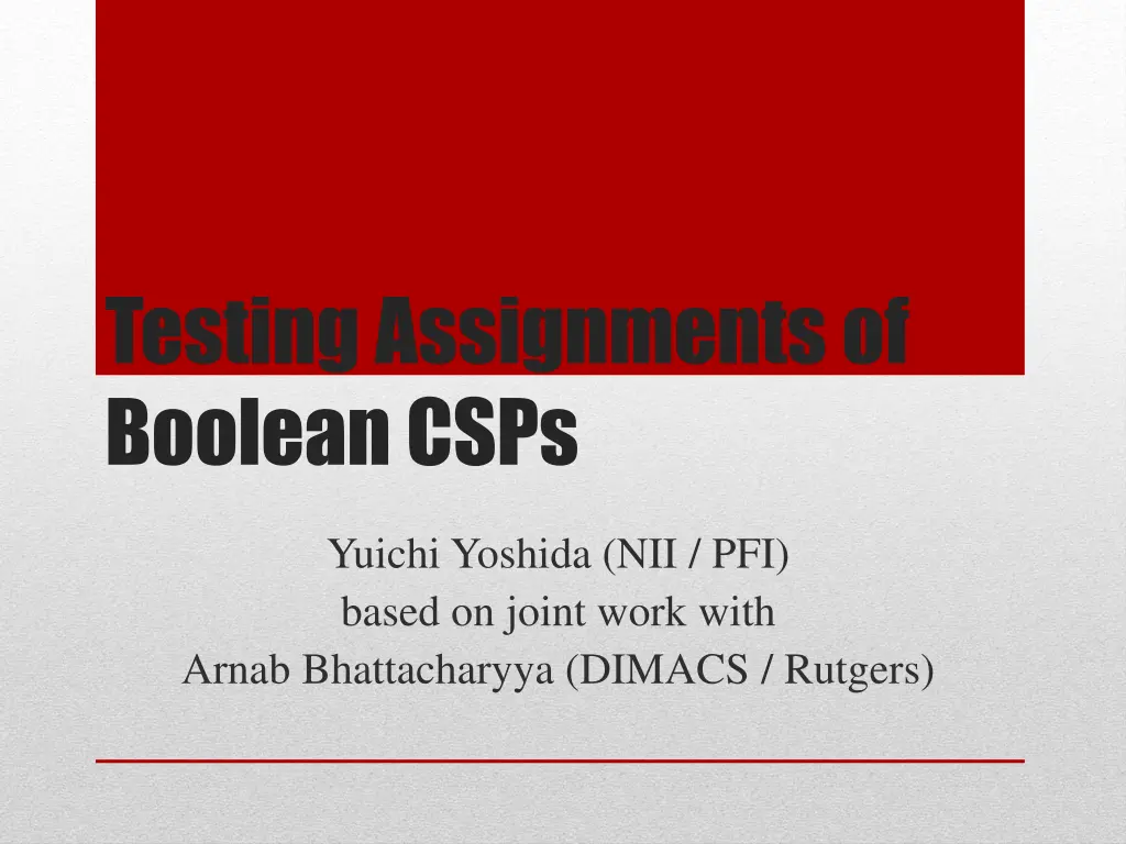testing assignments of boolean csps