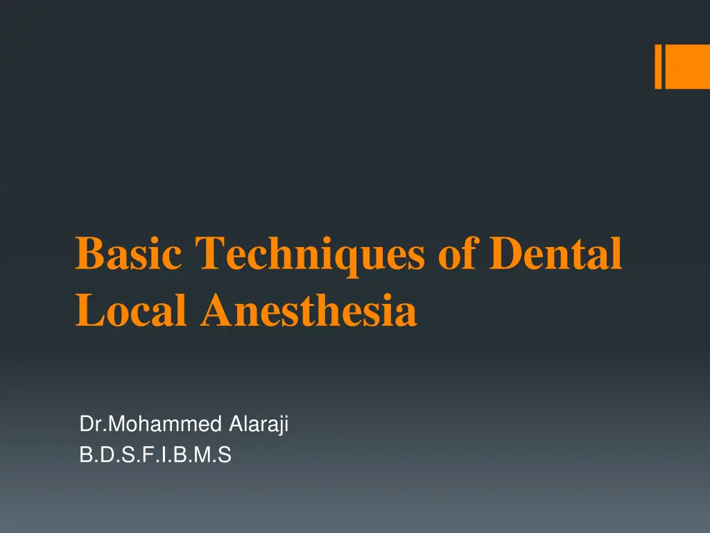 basic techniques of dental local anesthesia