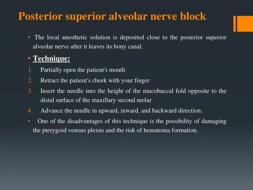 posterior superior alveolar nerve block