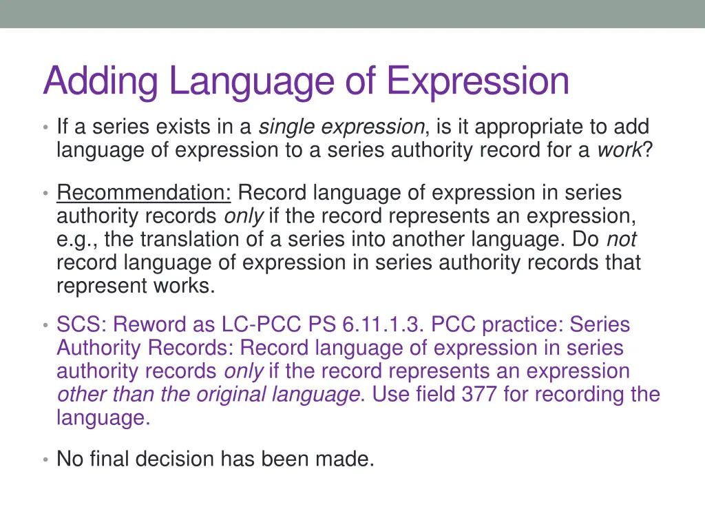adding language of expression
