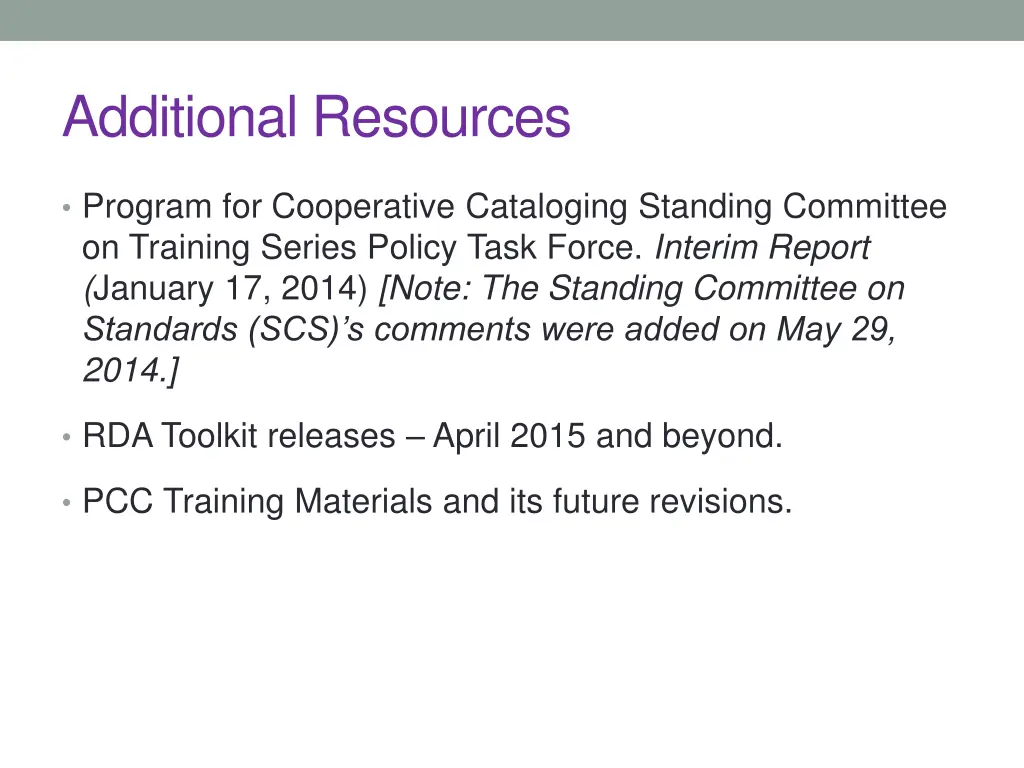 additional resources