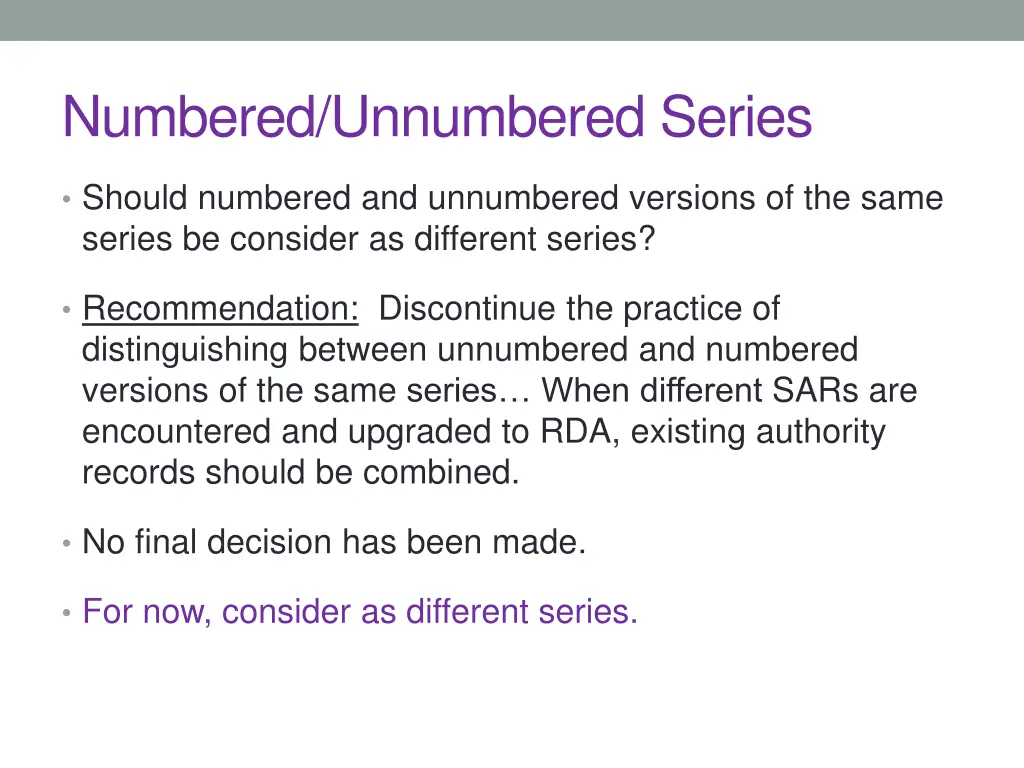 numbered unnumbered series