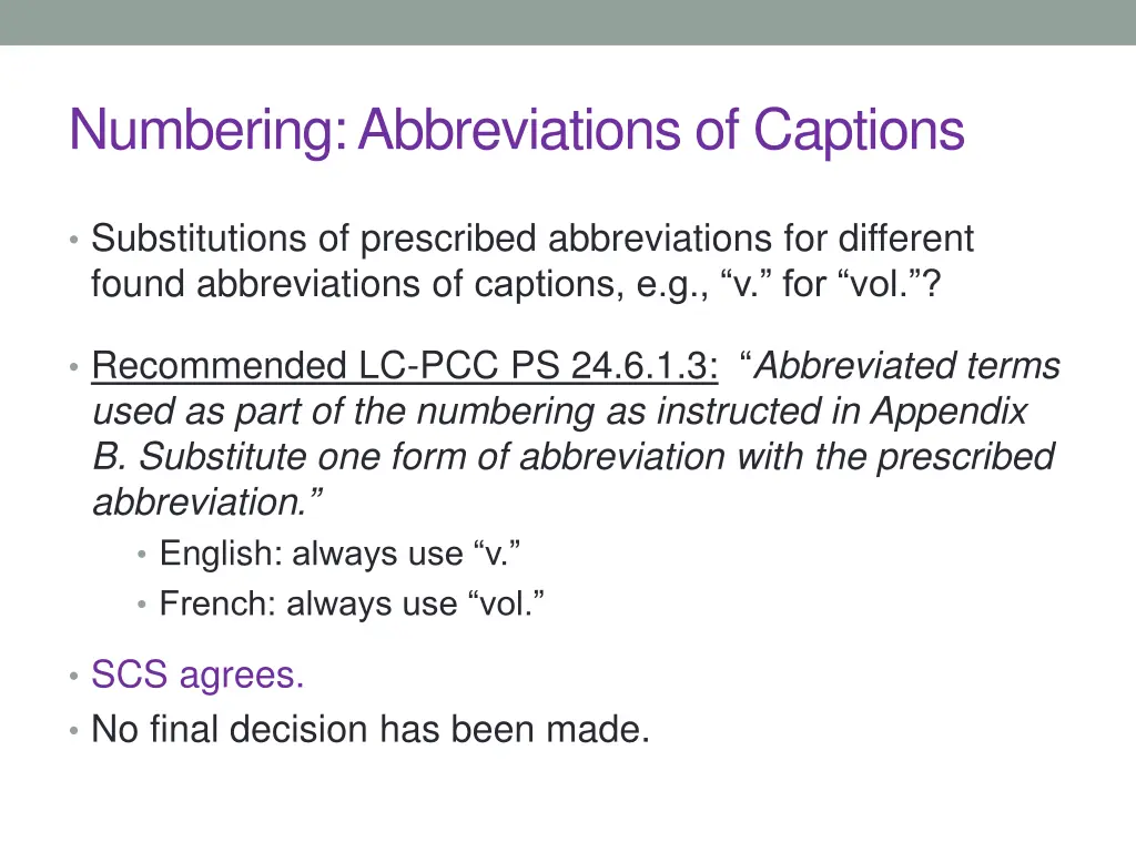 numbering abbreviations of captions