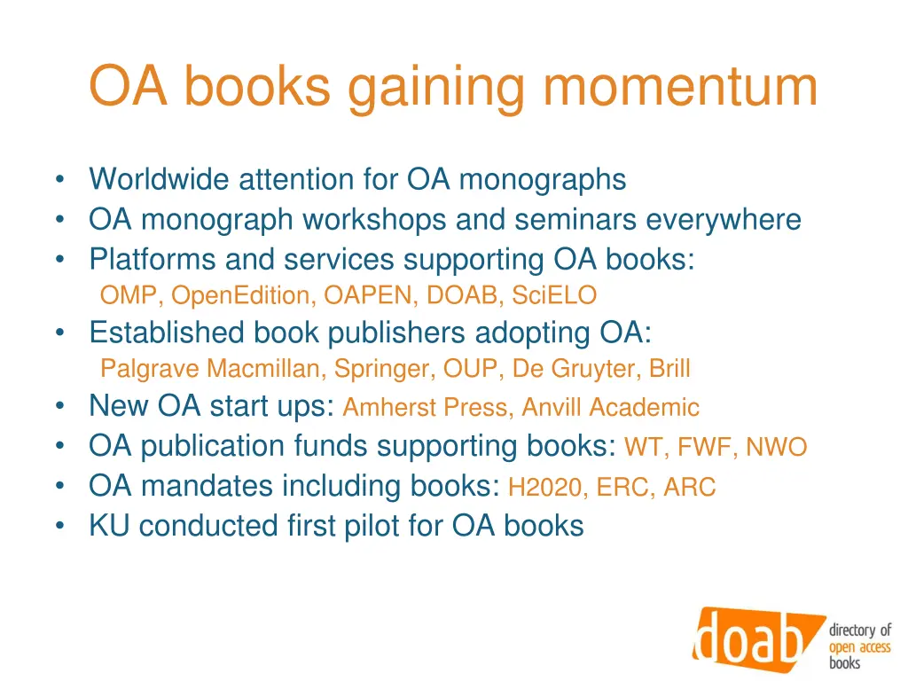 oa books gaining momentum