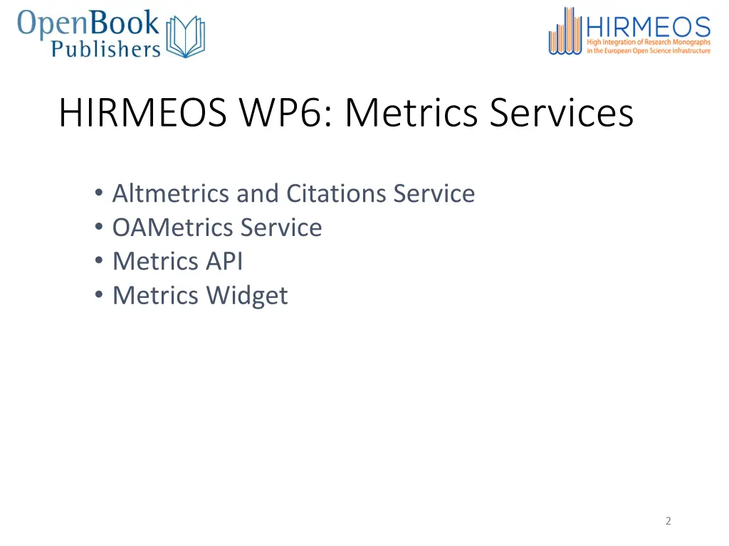 hirmeos wp6 metrics services
