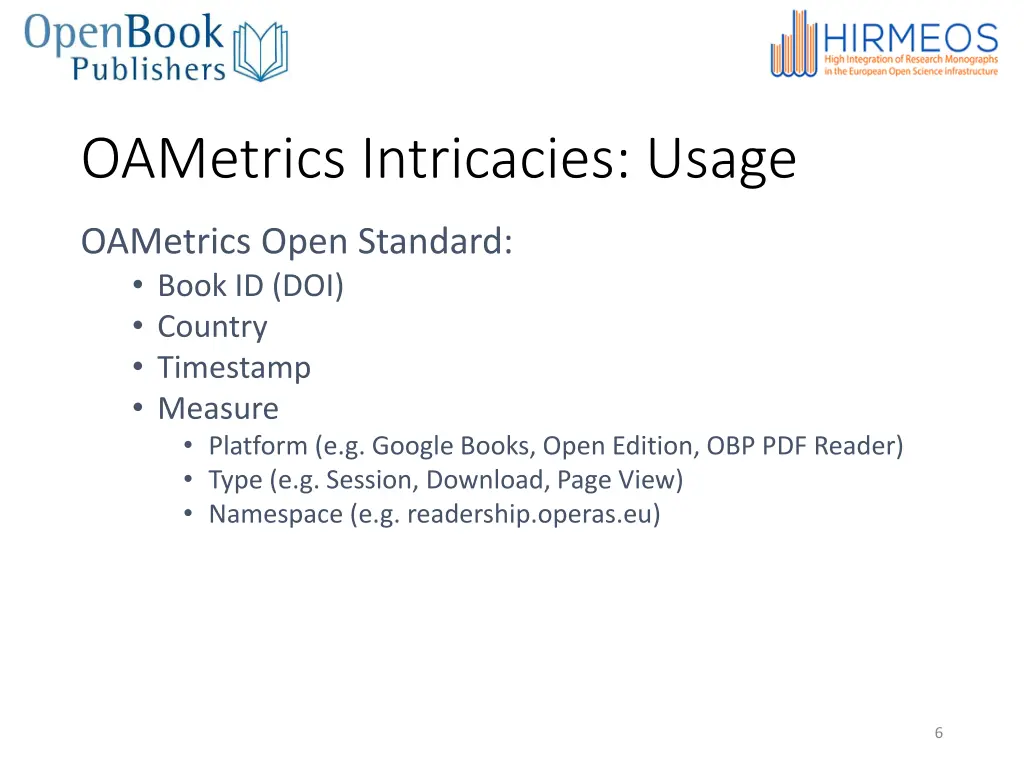oametrics intricacies usage