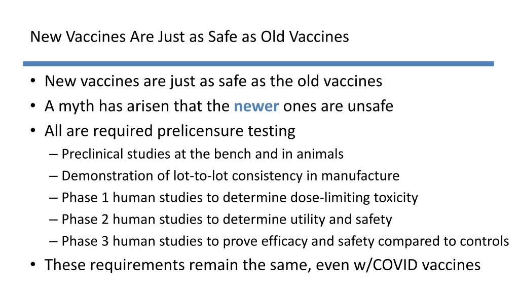 new vaccines are just as safe as old vaccines