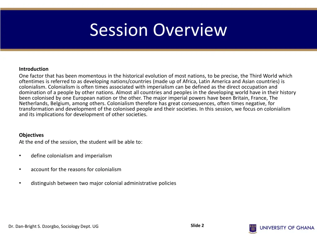 session overview