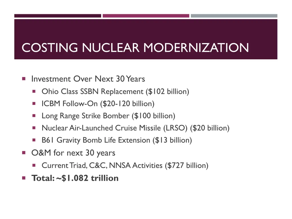 costing nuclear modernization